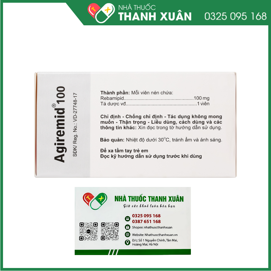 Agiremid 100 trị tổn thương niêm mạc dạ dày cấp và mãn tính